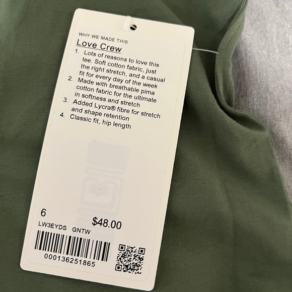 NWT Lululemon Athletica Love Crew Short Sleeve T-Shirt - Picture 4 of 7